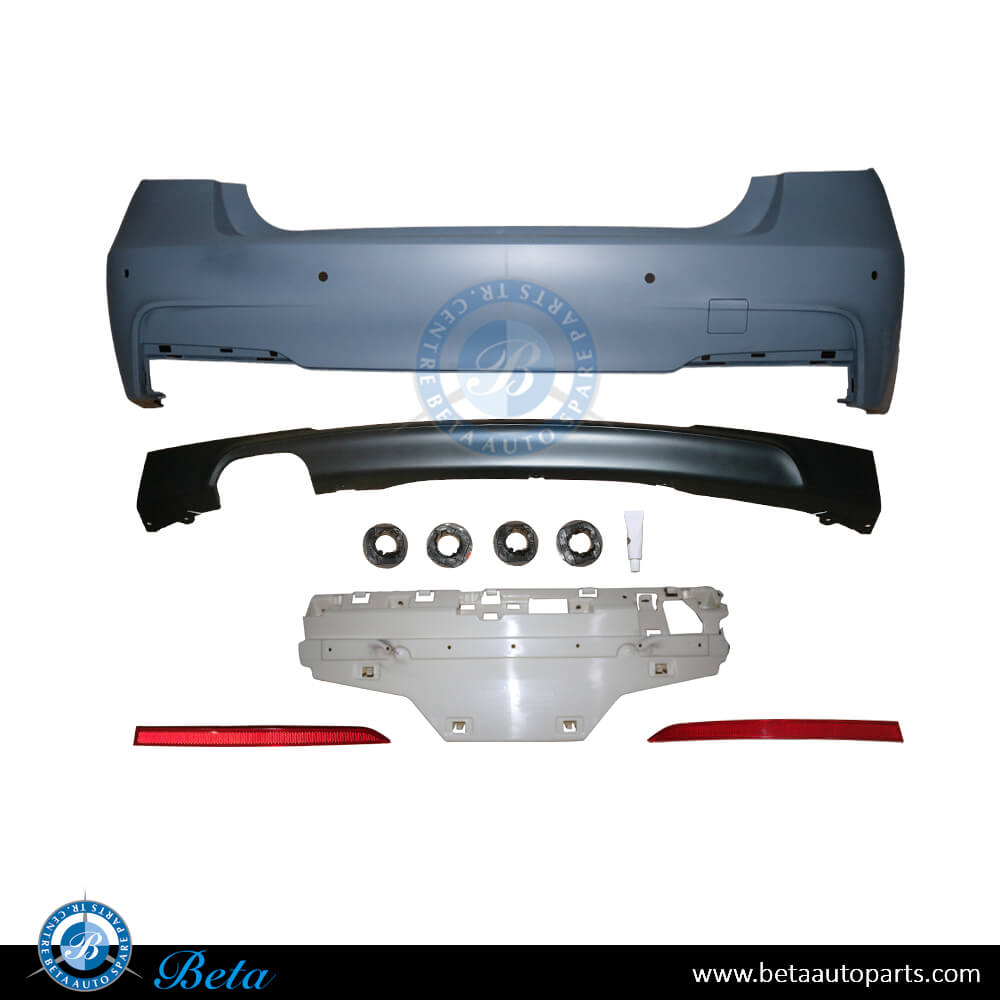 Rear Bumper M-Tek with PDC - 1 Hole/2 Muffler 320-330 for BMW 3 Series 2012-2015 models, Part Number 51128056498 Rear Bumper M-Tek with PDC - 1 Hole/2 Muffler 320-330 for BMW 3 Series 2012-2015 models, Part Number 51128056498